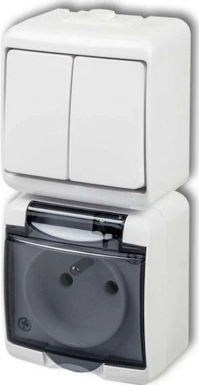 Karlik Wasserdichter Wandmontierter Einweg-Schalter mit Rahmen Elektrische Wandschalter Aller Retour Weiß