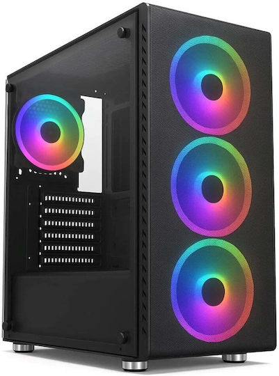 1stCOOL Геймърско Midi Tower Компютърна кутия със Страничен прозорец Черна