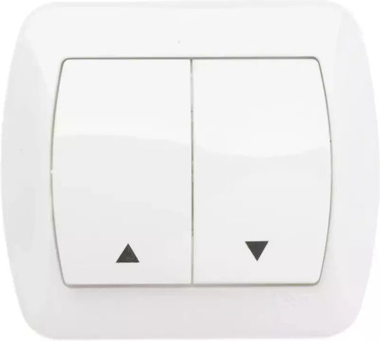 Kontakt-Simon Vertiefter Elektrischer Wandtaster Rollläden mit Weißem Rahmen