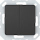 Harry Potter Recessed Wall Switch Double Without Frame Grey