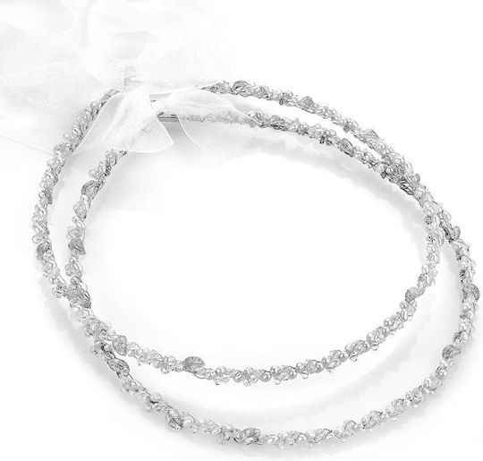 Handgefertigte Hochzeitskronen Swarovski-Perlen Ηρωφίλη 606 Silber