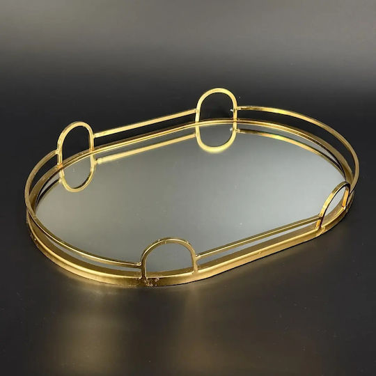 Tablett Hochzeit mit Spiegel Gold