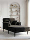 Șezlong Modern Din Catifea Negru M101xL174xÎ90cm