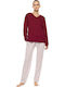 Pink Label Pink Label Sommer Damen Schlafanzug Hosen Bordeaux