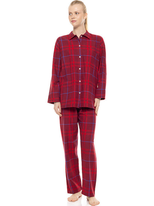 Pink Label Sommerliches Damen-Schlafanzug-Hose Burgundisch