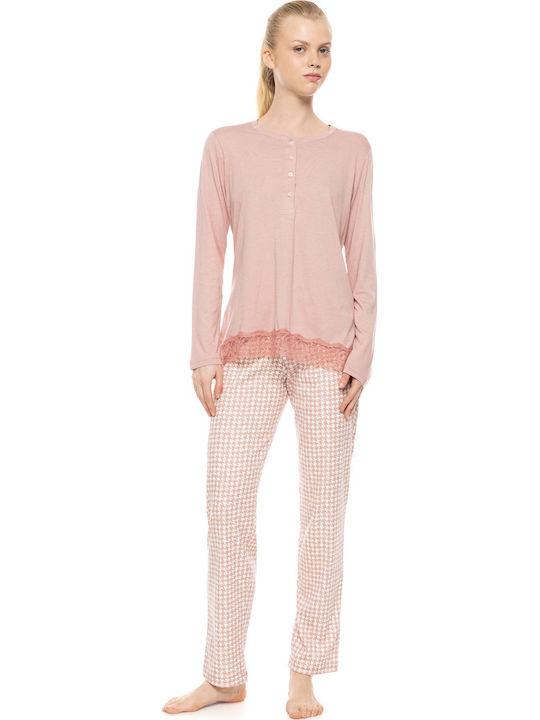 Pink Label Sommer Damen Schlafanzug Hosen Rosa