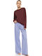 Pink Label Sommer Damen Schlafanzughose Soft Blau/bordeaux