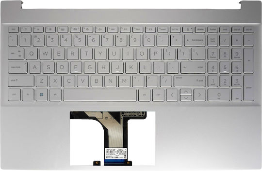 Tastatură Laptop Keyboard Palmrest Hp Pavilion 15-eh 15-eg 15z-eh 15t-eg 15-eh1000 2h5a6av 1g7s3uar M08912-001 Tpn-q245 Tpn-q246 US Retroiluminat Argintiu Cod.40725usblsilpalm