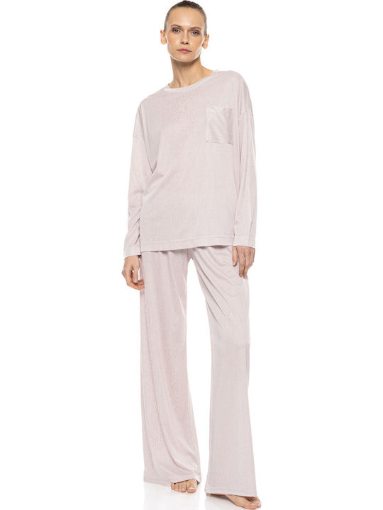 Pink Label Pink Label Damen Schlafanzug Set Burgundisch Winter