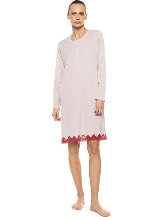 Pink Label Winter Damen Nachthemd Bordeaux