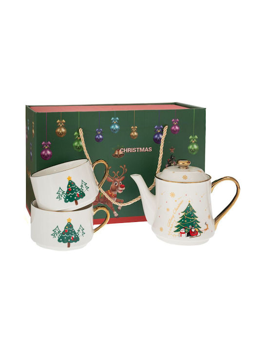 Iliadis Weihnachtliches Tischgeschirr & Weihnachtlicher Schmuck Keramik Teekannen Set 3 Stücke