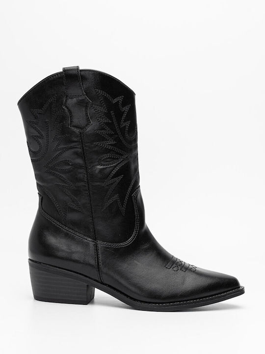 Damen Cowboy Stiefeletten Schwarz