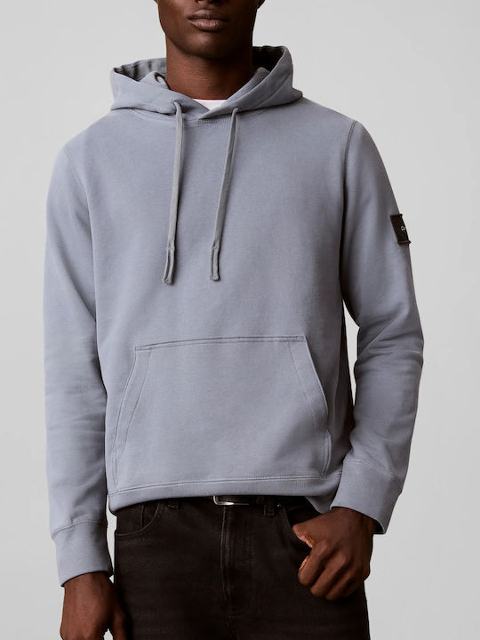 Calvin Klein Badge Суитшърт с Качулка Steel Gray