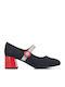 Leder Pumps Mit Mittelhohem Absatz Schwarz