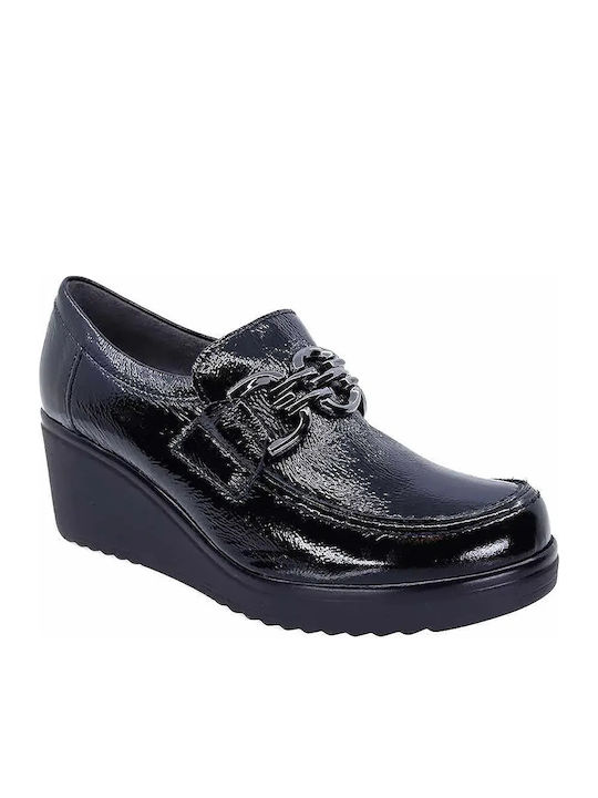 Leather Women's Moccasins In Black Color