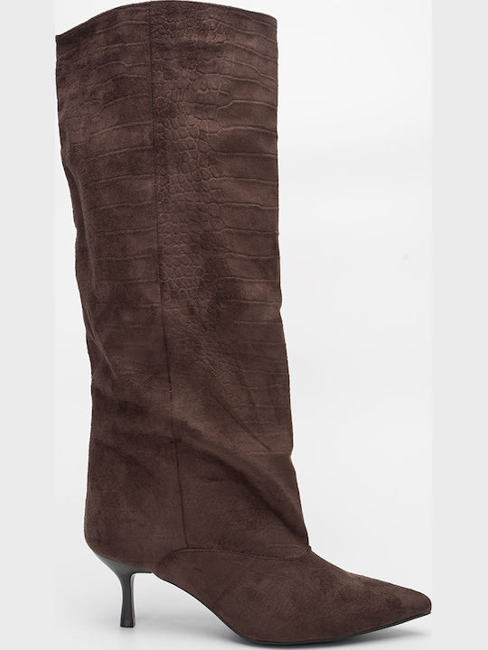 Wildleder Damenstiefel Braun Über dem Knie