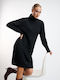 Mini Knitted Turtleneck Dress Black