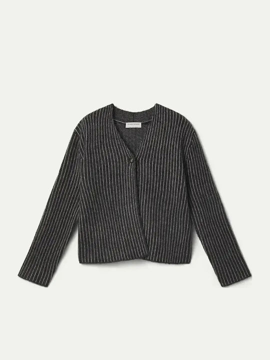 Long Women's Knitted Cardigan with Buttons Grey