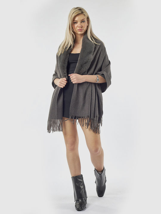 Verde Damen Wollschal Grau
