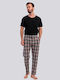Vienetta Secret Summer Checked Men's Cotton Pyjamas Grey