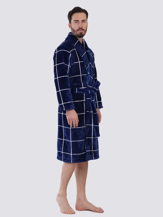 Vienetta Secret Winter Herrenpyjamas Kariert Blau