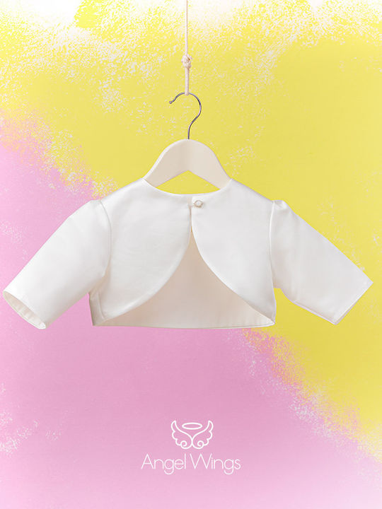 Angel Wings White Baptism Cardigan