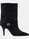 Suede Women's Ankle Boots with High Heel Black
