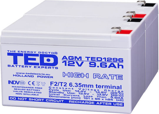 Battery Pack Compatible Apc Rbc33 24v 9.6ah 2x12v Ted Electric