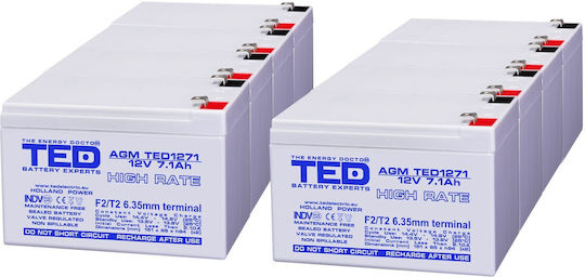 Battery Pack Compatible Apc Rbc26 96v 7.1ah 8x12v Ted Electric