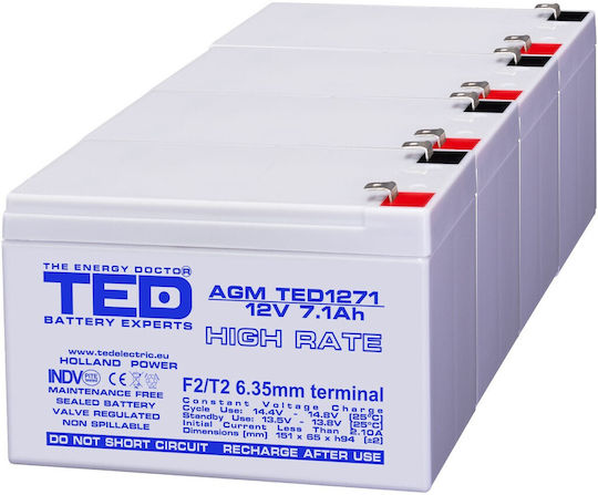 Battery Pack Compatible Apc Rbc8 48v 7.1ah 4x12v Ted Electric