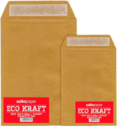 Salko Paper Set Kraft Mailing Envelopes Catalog Envelope 250 Pieces 16.2x22.9cm Beige