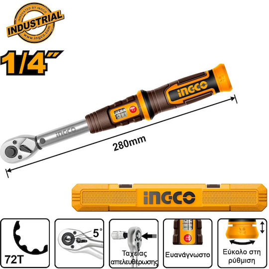 Ingco Drehmomentschlüssel Antriebsgröße 1/4" Ropís 5-25 Nm