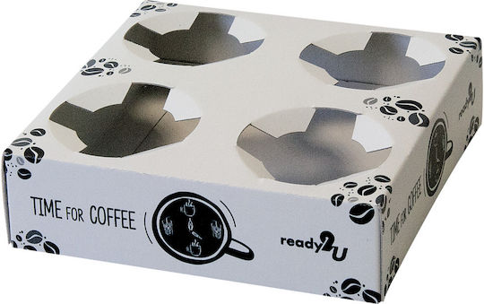 Ready 2u Set 50 Suporturi Pentru Pahare De Unică Folosință Pentru Transport Cafea Cu 4 Compartimente