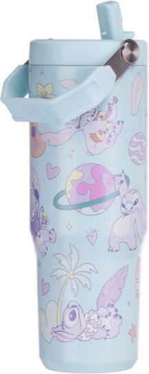 Pyramid International Kids Water Bottle Stitch Thermos with Straw Blue 887ml