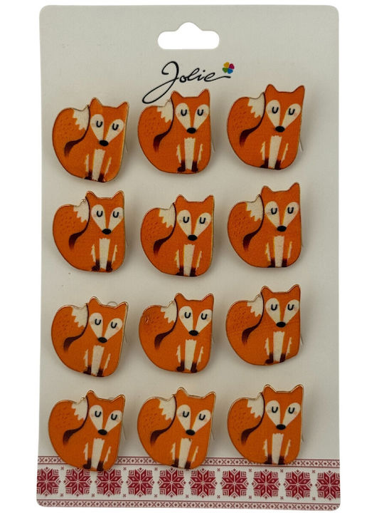 Set 12 Pinuri Mărțișor Copii Jolie Shy Fox Design Portocalii