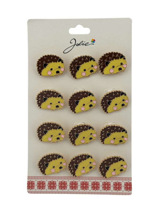 Set 12 Pinuri Mărțișor Copii Jolie Design Arici Maro Galbene