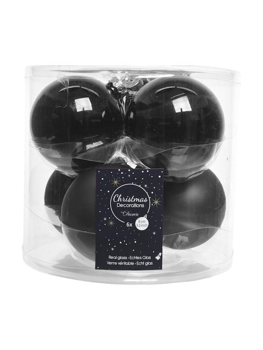 Set Hängende Weihnachtsbaumschmuck Gläser Glasartig Schwarze 8cm 6Stücke