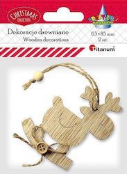 Σετ Στολίδια Τάρανδοι Ξύλινοι Μπεζ 6.3x8.5cm 2τμχ