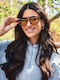 Leegio Women’s Sunglasses With Black Horn-Rimmed Frame And Beige Gradient Lenses