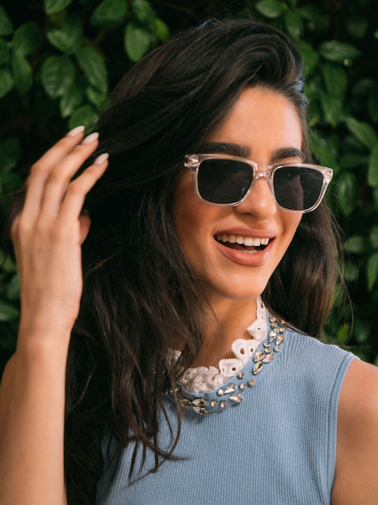 Leegio Damenträger Sonnenbrille mit Transparentem Rahmen und Schwarzem Glas