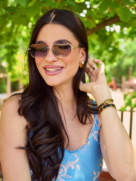 Leegio Damenträger Sonnenbrille mit Gold Metallrahmen und Braunen Verlaufsfarbe Gläser