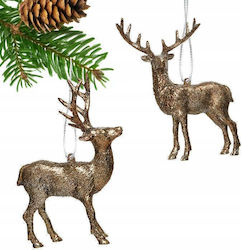 DKD Home Decor Коледна Пластмасова Фигура Елен Златист Височина 14см