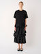 Women's Cotton Short Sleeve Black Blouse