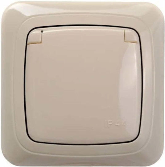 Liregus Single Walled Power Socket Waterproof with Lid Beige