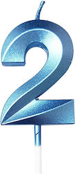 Nummer 2 Kerze Flippy Diamond Modell 5 X 3,4 Cm Blau