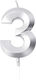 Nummer 3 Kerze Flippy Diamond Modell 5 X 3,4 cm Silber