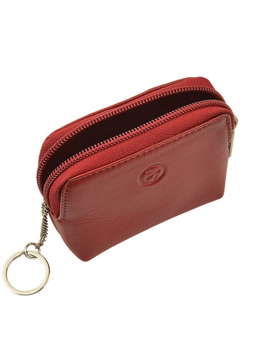 Small Leather Women's Coin Wallet with RFID Red