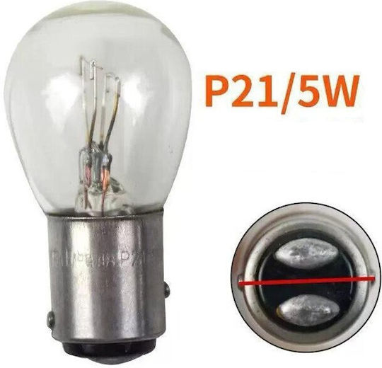 Σετ 2τμχ Λαμπες Αυτοκινητου Ρ21/5w 12v Λευκο Φως Jn-07106 Rl16970