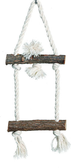 Birds Kingdom Vogelkäfig-Zubehör Spiel für Papageien Holztreppe Hängend Seil 37cm