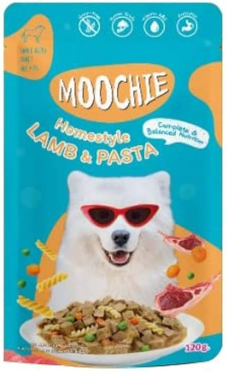 Moochie Течна Храна За Кучета с Агнешко, Паста, Пилешко, Черен Дроб и Морков 120гр